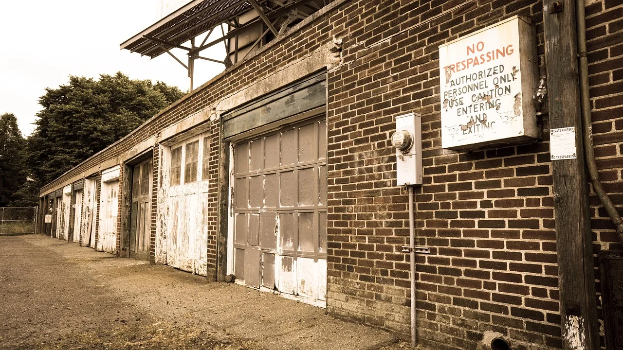 boston, aged photo, old, no trespassing, brick, building, antique, exterior, garage, electric meter, historic, back, home, brown garage, boston, garage, garage, garage, garage, garage. Workers' compensation and registration for Alberta and Ontario garage door installers