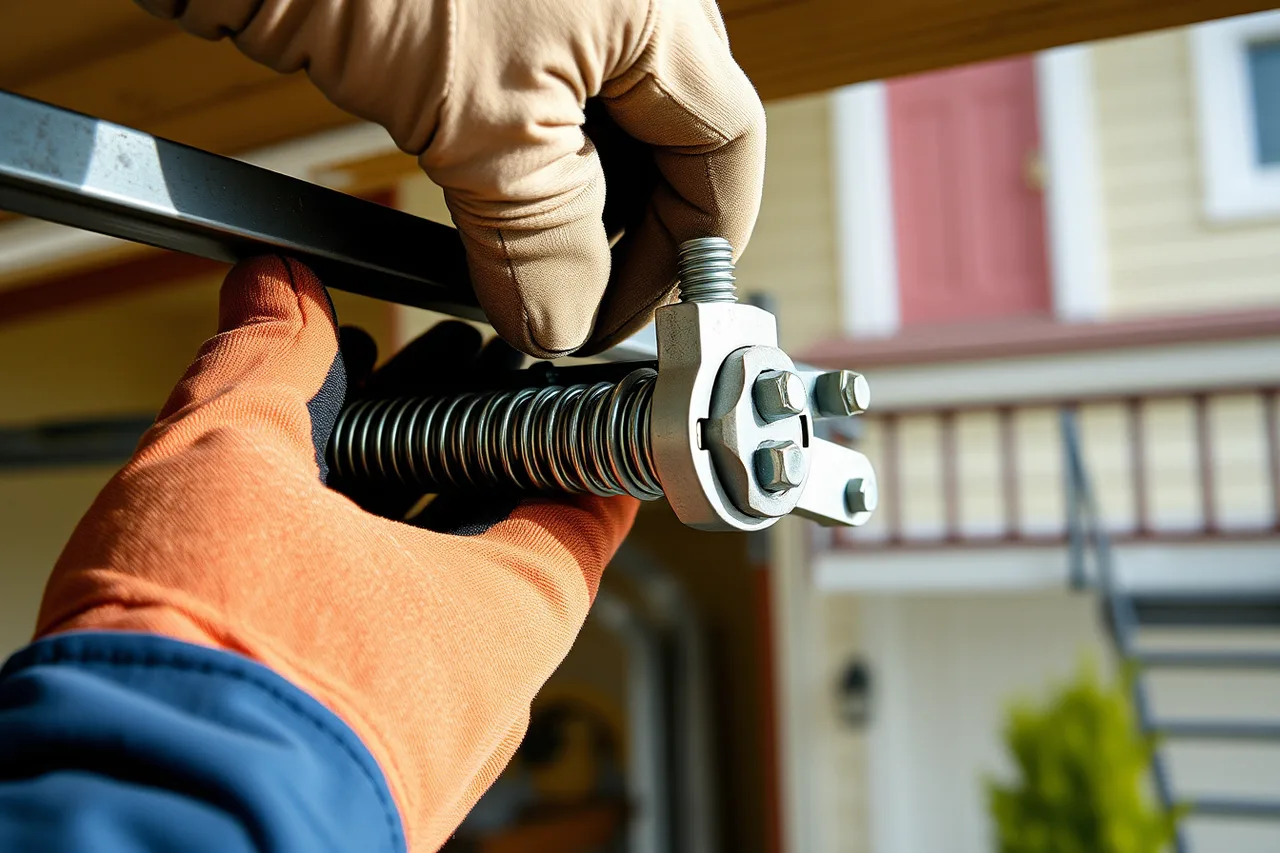 Technician installing corrosion-resistant garage door springs and fasteners near the coast (3 ways provincial building codes change garage door work in Nova Scotia and BC)